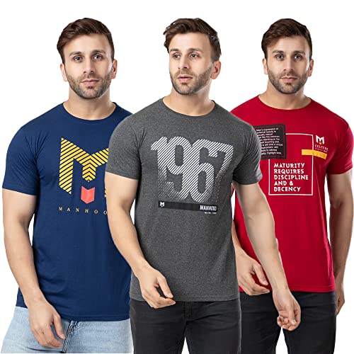 Image of ManHood Cotton Regular Fit Printed Half Sleeve T Shirt for Men Combo Pack of - 3 PCCOMBO01