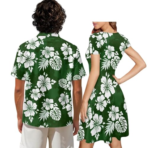 Image of AFPANQZ Couple Matching Outfit Casual Men's Button Down Shirt or Short Sleeve Summer Sundresses Dresses for Women 2026