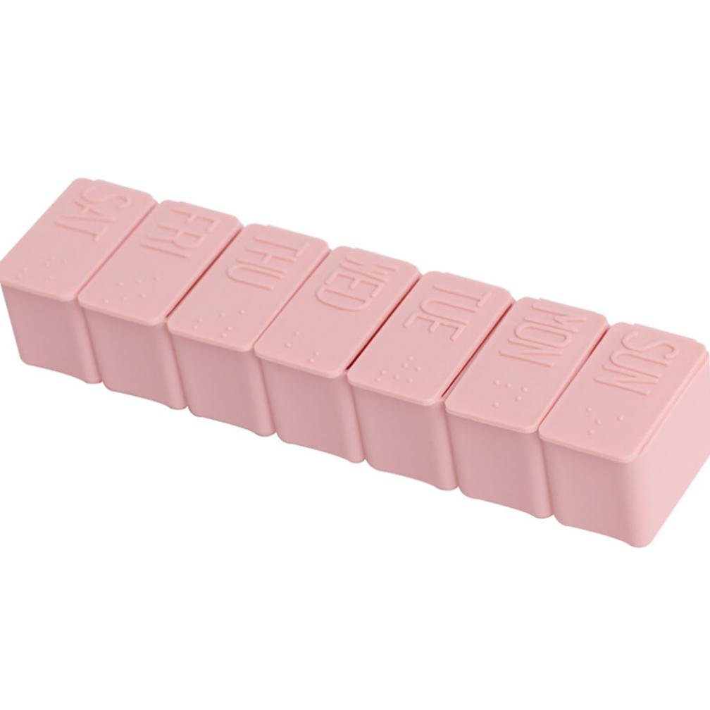 Portable Travel Pill Organizer with Moisture-Proof Design and 7 Compartments a Week to Hold Vitamins Supplements and Medication