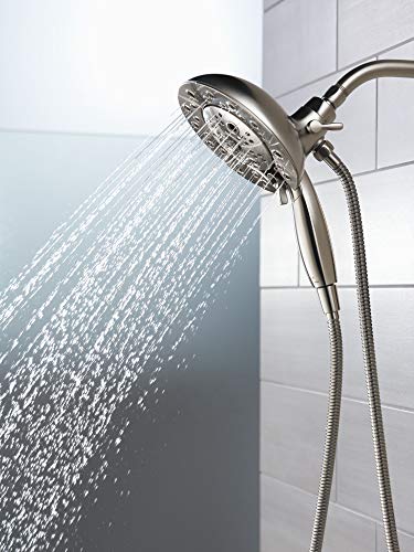 Image of Delta Faucet 5-Spray In2ition Dual Shower Head with Handheld Spray, H2Okinetic Brushed Nickel Shower Head with Hose, Showerheads, Handheld Shower Heads, Magnetic Docking, Stainless 58480-SS-PK