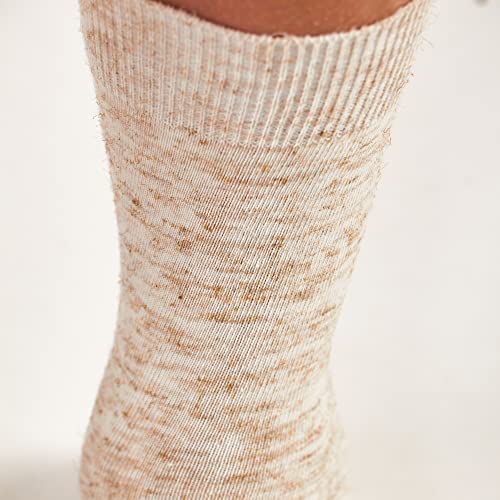 GoWith Unisex Linen-Cotton Blend Thin Crew Socks, Seamless Moisture Wicking Lightweight Casual Dress Socks for Men and Women4
