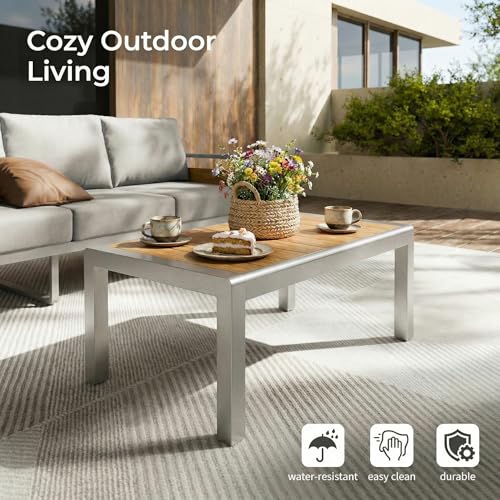Image of ZANDOR Aluminum Outdoor Patio Furniture Set with Table,4 Seat, Silver | Rustproof,High weight capacity,Water-repellent,Washable Cover,All-Weather Resistant,Easy clean,for Poolside Backyard Deck