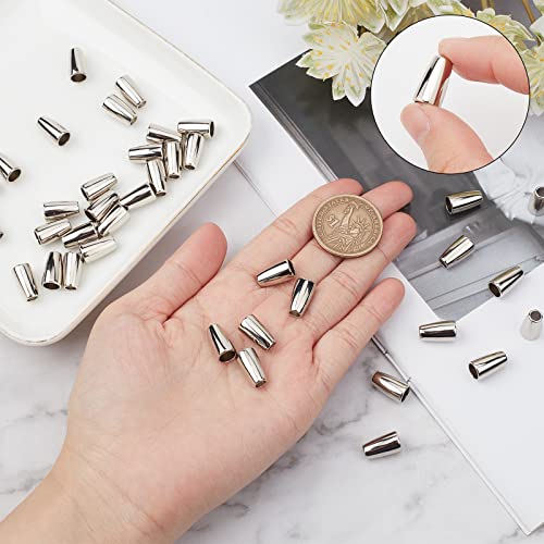 GORGECRAFT 40PCS Metal Bell Stopper Conical Bells Cord Rope Locks Fastener Ends Zipper Pull Ends Toggle Clip Cone Cord Lock for Lanyard Backpack Bag Clothing Silver 4x7x13mm - Image 4