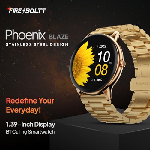 Fire-Boltt Newly Launched Phoenix Ultra Blaze Luxury Stainless Steel, Bluetooth Calling Smart Watch, AI Voice Assistant, Metal Body with 120+ Sports Modes, SpO2, Heart Rate Monitoring (Gold) (Image - 2)