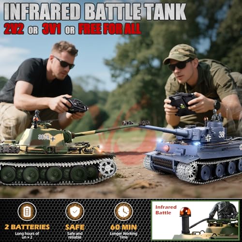 Image of 1 /16 RC Tank, Heng Long German Panther Type G RC Battle Army Toy with Smoke, Sound, Lights, 2.4G Remote Control Tank That Shoot with Upgraded Metal Tracks, Idler and Sprocket Wheel, Steel Gearbox