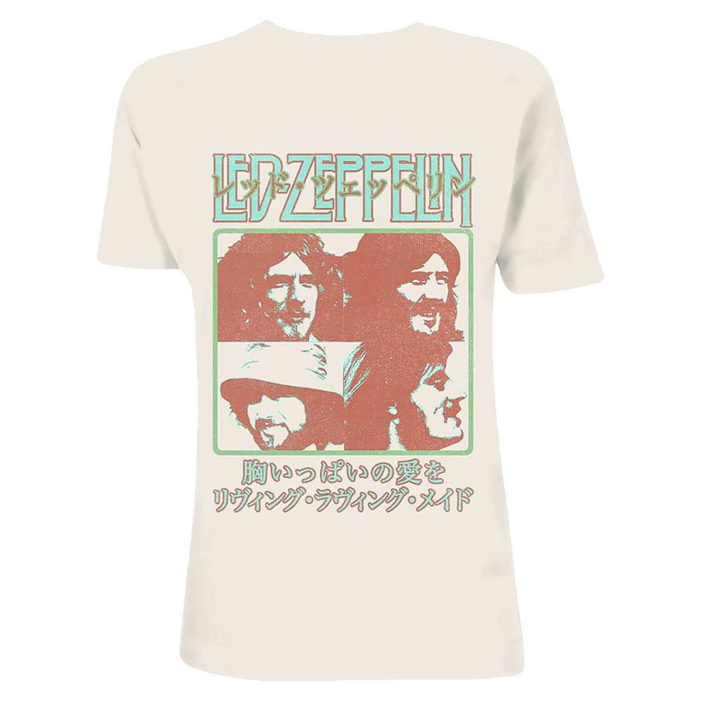 Led Zeppelin Japanese Poster Official Tee T-Shirt Mens Unisex (Large), White, Large