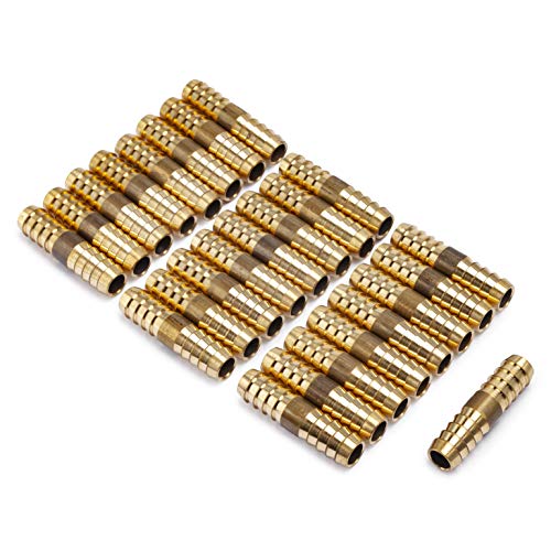 LTWFITTING Brass Barb Splicer Mender 3 8-Inch ID Hose Fitting Air Water Fuel Boat(Pack of 25)