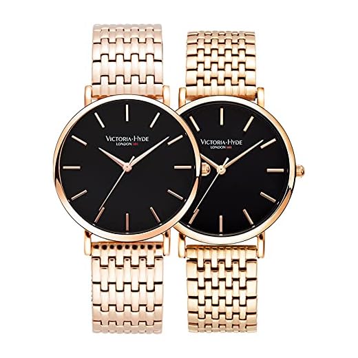VICTORIA HYDE Luxury Rose Gold Couple Watches for Men Women Stainless Steel Mesh Band Waterproof Valentines Day Gifts