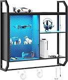 Bestier LED Gaming Floating Shelves, 34' Wall Mounted Shelf Pipe Shelves Hanging...