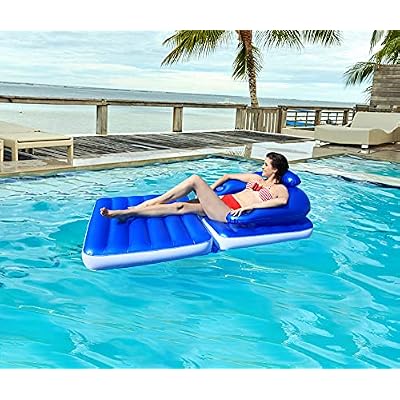 74 Blue Convertible Lounge Chair Inflatable Swimming Pool Float