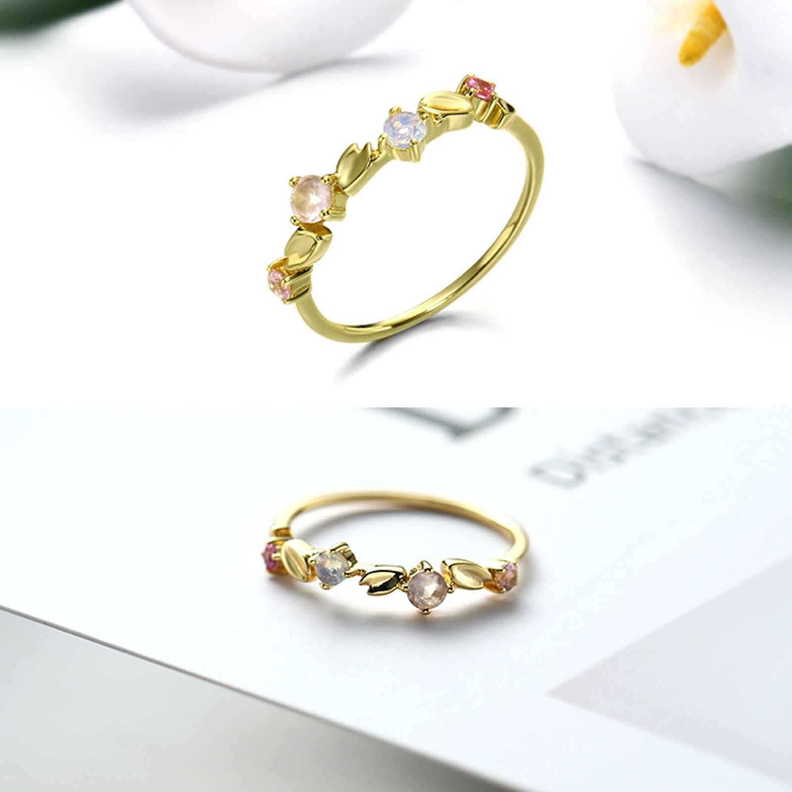 Beydodo Anillo de Boda Oro Amarillo Mujer 9 14 18Kilates con Redondo con Cristal, Anillos de Mujer de Boda Oro