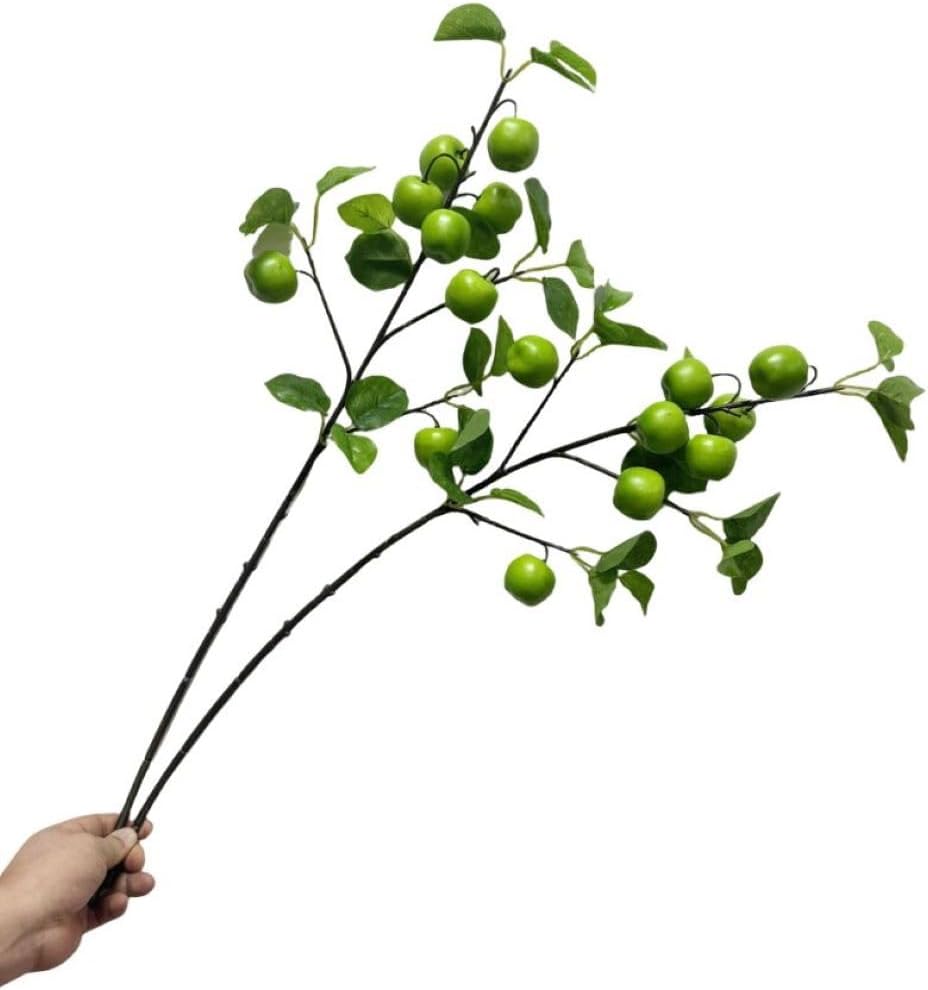 28 Inch Artificial Apple Branches,2 Pcs Mini Artificial Fruits, Artificial Fruit Tree Stems Bouquet for Home, Office, Holiday Party Decoration (Cyan)