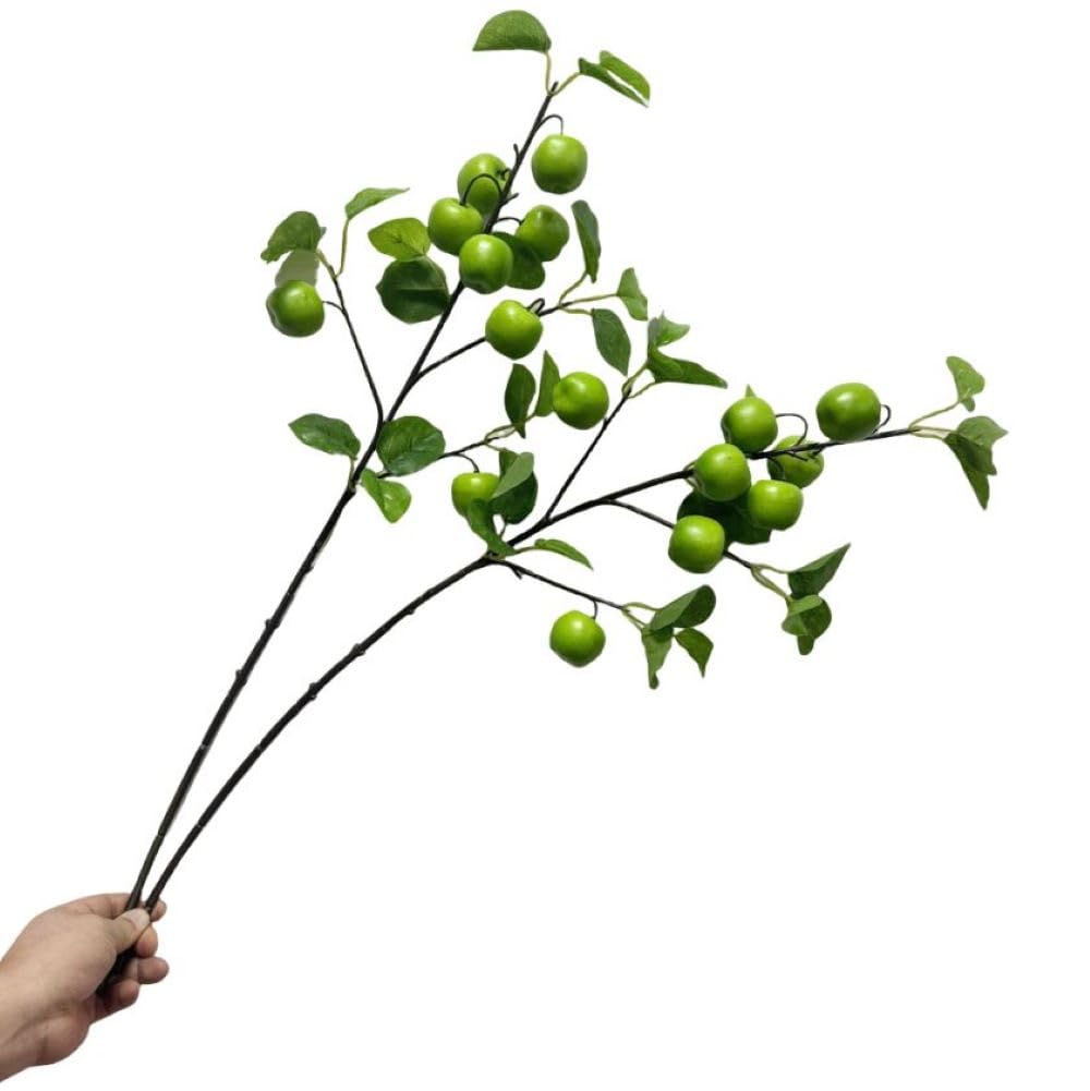 28 Inch Artificial Apple Branches,2 Pcs Mini Artificial Fruits, Artificial Fruit Tree Stems Bouquet for Home, Office, Holiday Party Decoration (Cyan)