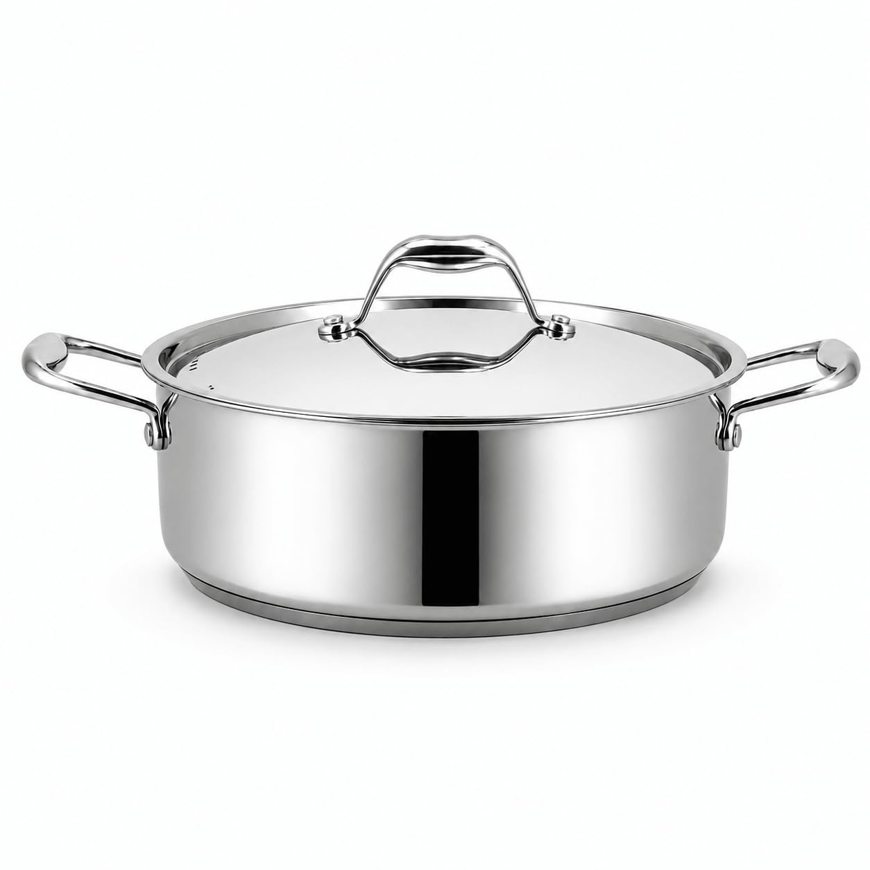 Nontoxicook 28cm 5.82L Stainless Steel Saute Pan with Steel Lid