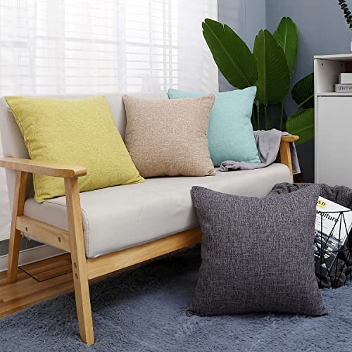 Jepeak Throw Pillow Covers Cushion Cases Pack Of 2 Linen Farmhouse Modern Decorative Solid Square Pillow Covers For Couch Sofa Bed Home Decoration (Light Coffee, 24 X 24 Inch) #TOP4