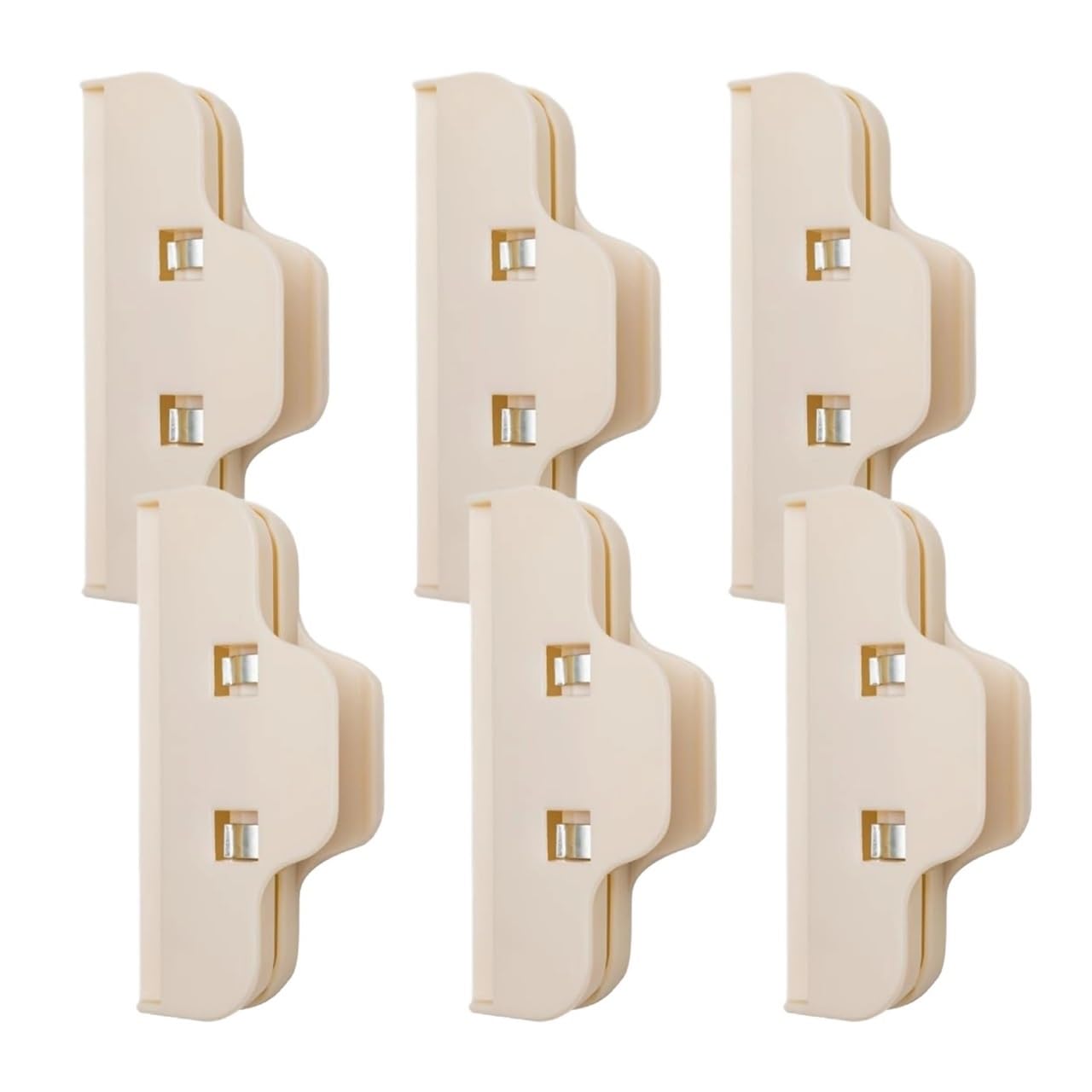 6 Pcs Sealing Clamp, Home Kitchen Snack Storage Seal Bag Clips, Chip Food Clip(6pcs Beige)