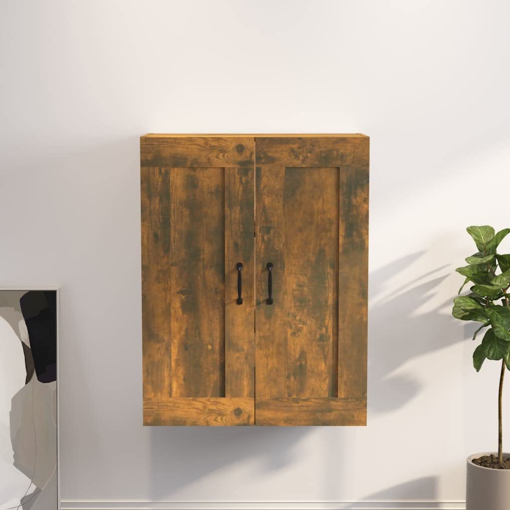 Armoire suspendue chêne fumé meuble de rangement mural en bois avec 3 compartiments