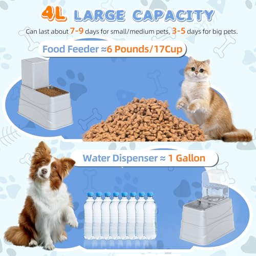 Rywell 4L Gravity Pet Feeder and Water Dispenser Set, Automatic with Stainless Steel Bowls, 3 Height Adjustable for Dogs and Cats - Image 4