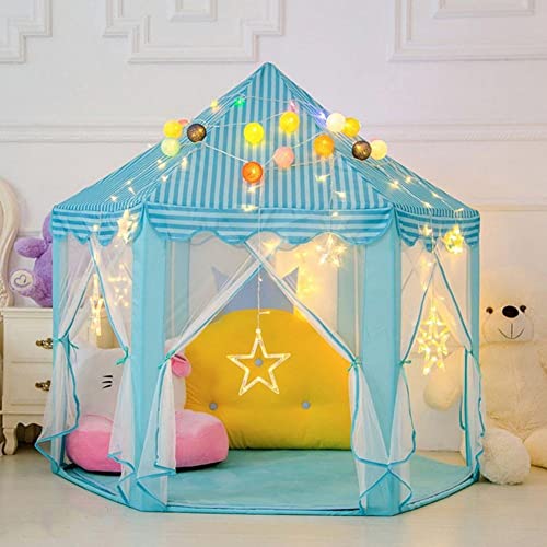 Barraca Infantil Tenda Dobravel Iluminada Toca Casinha Castelo Grande Luzes Menino Importway Azul