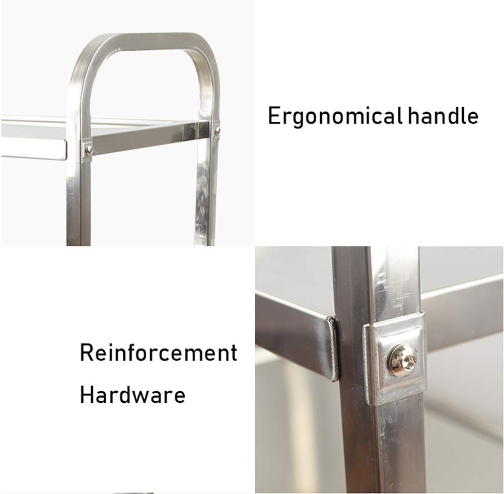 Carrello Di Stoccaggio per Carrelli Manuali Mobili, Catecart per Hotel in Acciaio Inossidabile da Cucina con Ruota Del Freno, 2 Carrelli Di Servizio per Ristoranti, Capacità Di Carico Di 150