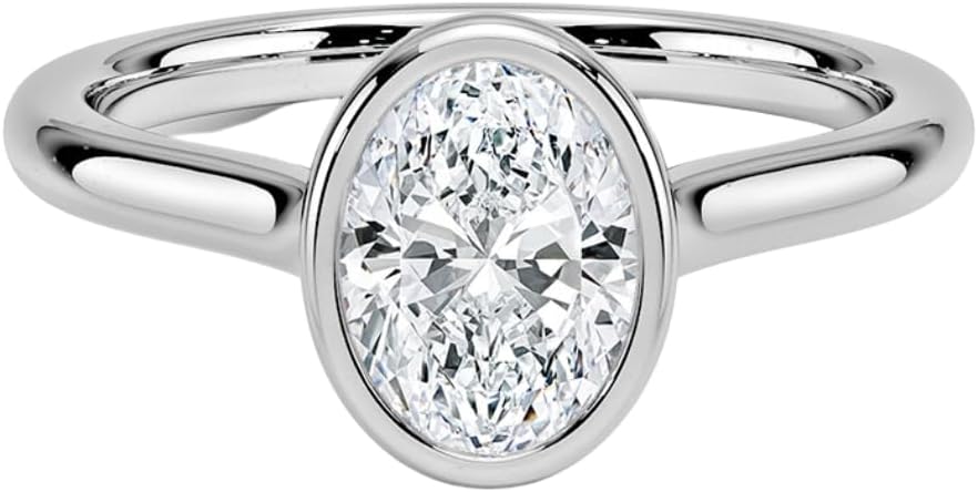 1-3 CT Oval Bezel Moissanite Ring for Women in 925 Sterling Silver & 10k 14k 18k Solid Gold with Moissanite Engagement ring Christmas Gift for her