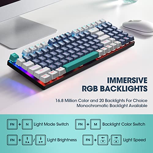 Wireless Mechanical Keyboard,Triple-Mode 2.4G/Usb-C/Bluetooth Gaming Keyboard With Rgb Backlit,Efficient Numeric Pad,Red Switches,94 Keys Metal Base Pbt Compact Quiet Wired Keyboard For Pc Mac Ipad #TOP4