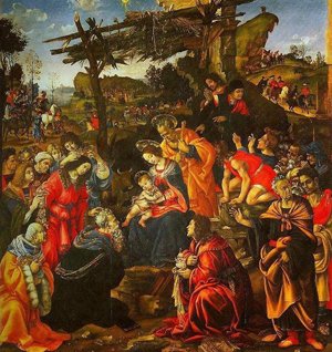 Peinture à l'huile The Adoration of The Magi par Filippino Lippi - Toile de 30 x 36 Pouces