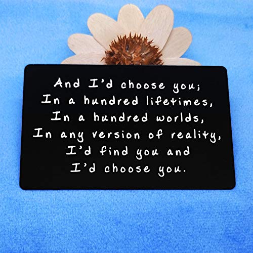 Engraved Wallet Insert Card Husband Gifts from Wife Boyfriend Gifts Anniversary Valentines Gifts for Men I'd choose you Metal Cards Birthday Card Gifts for Husband Wedding Day Gift for Groom Fiance3