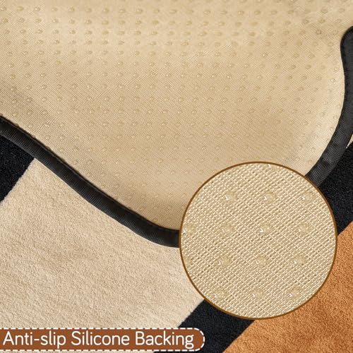 Image of HOKIPO 'Moderna Curves' 1 PC Backrest Mat for Sofa Cover | All Season Sofa Cover Mat with Anti Slip Backing, Oyster Beige (AR-6309-BGE)