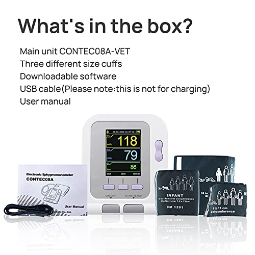 Contec08A-Vet Digital Veterinary Blood Pressure Monitor Nibp Cuff,Dog/Cat/Pets (Contec08A-Vet With 3 Cuffs) #TOP2