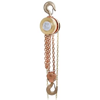 10Ton/22000lbs Copper Alloy Safety Explosion-Proof Manual Chain Hoist,10ft Lifting Height All-Copper Hand Chain Block,Suitable for Petroleum,Petrochemical,Gas Station,Mining,Chemical Industry