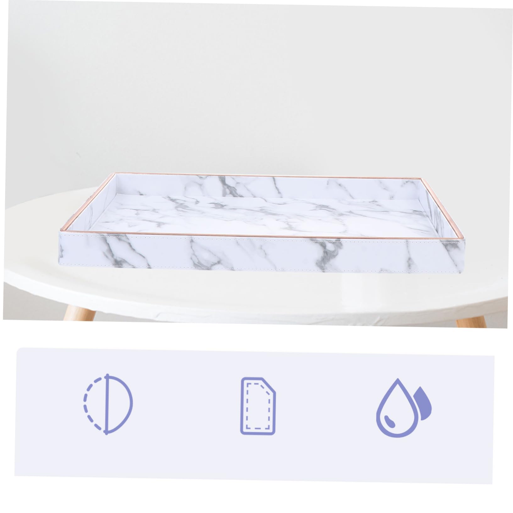 PRETYZOOM Bandeja de Almacenamiento Vetas de Mármol de Cuero, Organizador para Baño y Joyas, Resistente al Desgarro, Adecuado para Perfume y Tocador