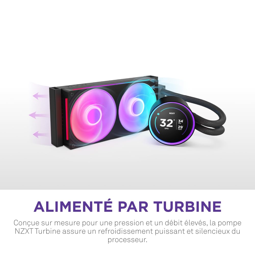 NZXT Kraken Elite 240 RGB - Refroidisseur CPU AIO 240mm, LCD - Noir