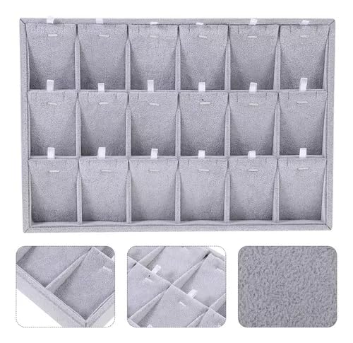 Image of Velvet Jewellry Drawer Organizer Stackable Tray (Grey, 15 Pendent Set Tray)