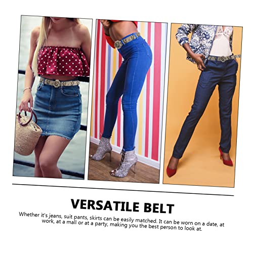 Women Round Buckle Waistband Faux Leather Casual Belt for Jeans and Shorts Stylish Snake Print Wide Waist Girdle Lightweight Fashion Accessory3