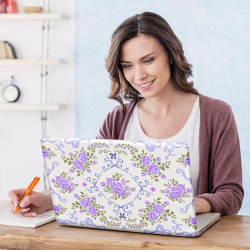 Image of DINKY Laptop Skin Sticker Decal 15.6 inch 15.4 inch 12 inch 13 inch 13.3 inch 14 inch 15 inch Laptop Universal Vinyl Skin Stickers Cover Art Decal Notebook PC Personalized Protector, Purple Flower Bow