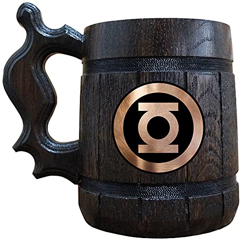 Green Lantern Beer Mug, DC Comics Wooden Beer Stein, Gamer Gift, Personalized Beer Stein, Green Lantern Tankard, Custom Gift for Men, Comics Gift for Him