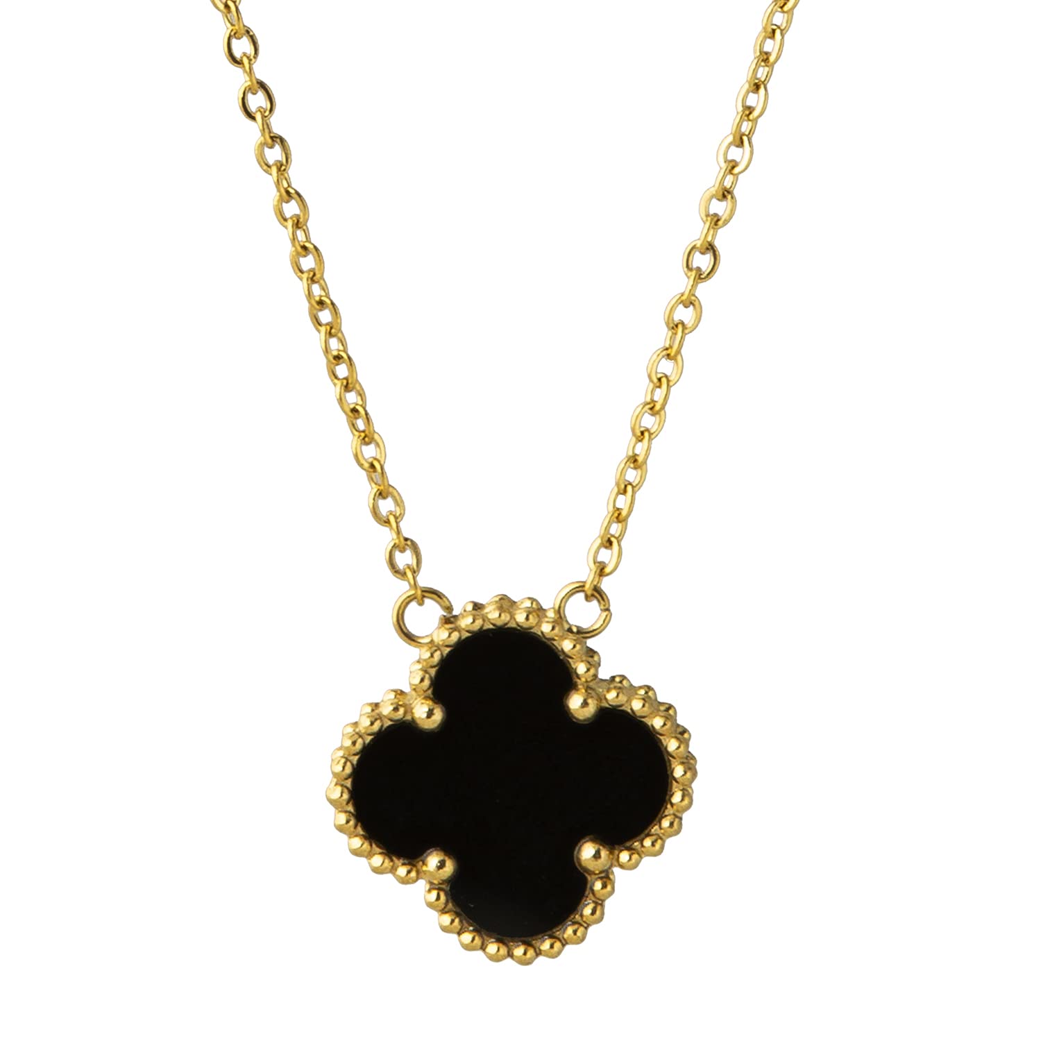 MOONDUSTGold Plated AD Clover Pendant Necklace For Girls,Teens & Women