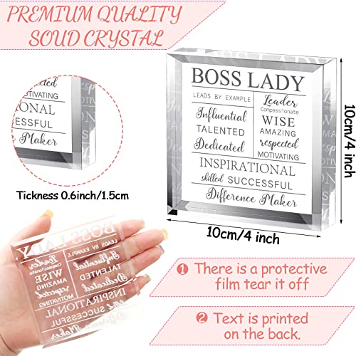 Yalikop Gifts For Women Acrylic Desk Boss Lady Office Decor Inspirational Quotes Boss Appreciation Keepsake And Paperweight For Birthday Christmas Gift(White, Classic Style) #TOP2