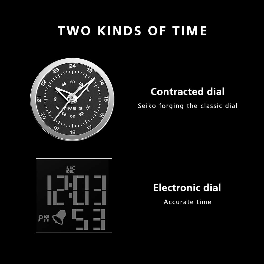 SKMEI Reloj deportivo digital para hombre, LED, cuadrado, esfera grande, analógico, de cuarzo, con cronómetro impermeable multizona horaria, Negro Marrón, Digital