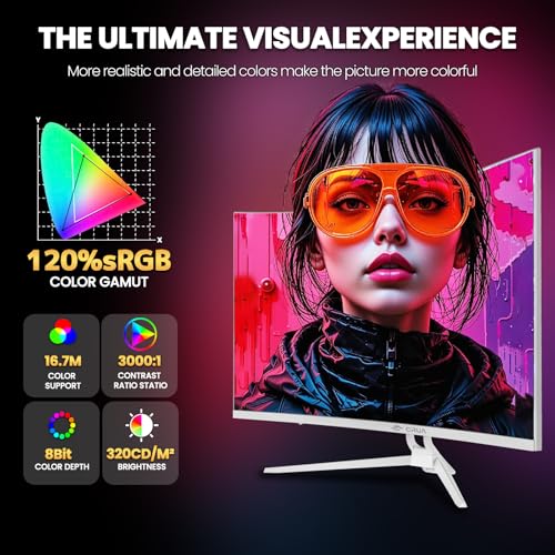 Image of CRUA - 32 inch Curved Gaming Monitor, 144Hz /160Hz 4K UHD (3840 x 2160P) 1500R VA, AMD Freesync Support, 120% sRGB, Integrated Speakers, RGB Lighting, Mounting Systems