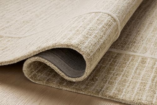 Image of Loloi Chris Loves Julia Briggs Wheat /Ivory 9'-3 inch x 13' Area Rug | BRG-01 Approx. 9x13 Yellow / Gold Living room Dining room Bedroom, Minimalist, Muted, Hand-Tufted, Area Rug