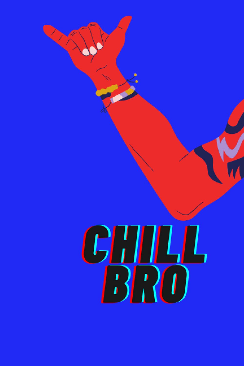 Chill Bro: Aesthetic Notebook/Journal 6"x9" (similar to A5) 100 lined pages, glossy finish cover, cool contemporary design