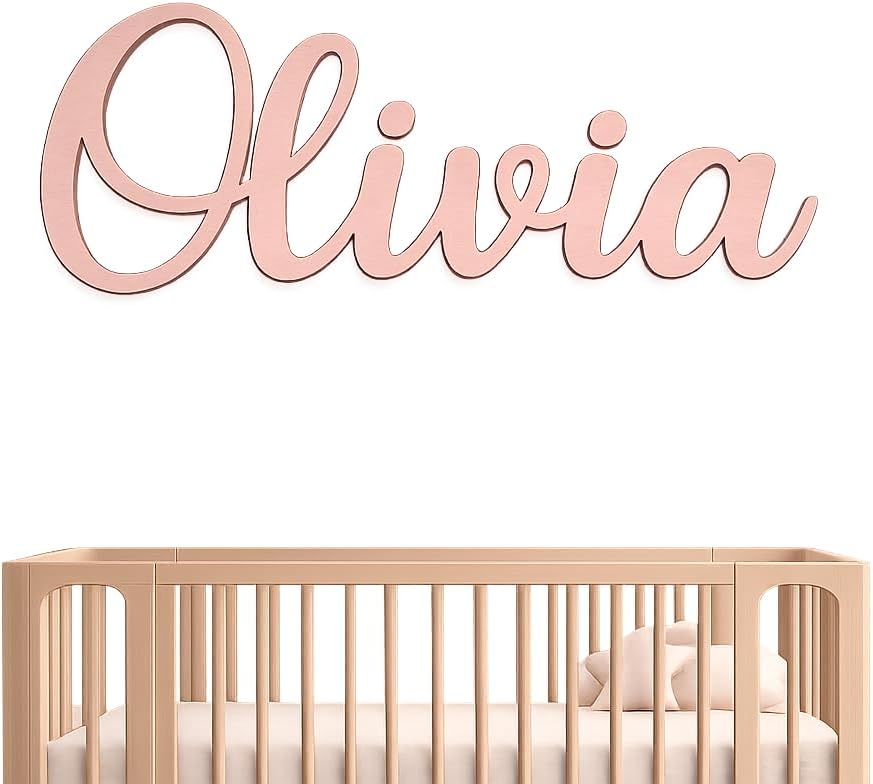 Name Sign for Nursery Wooden Name Plaque Baby Girl Wall Decor Boys Room Nameplate Birthday Laser Cut Letters Sign Grib Newborn Gift
