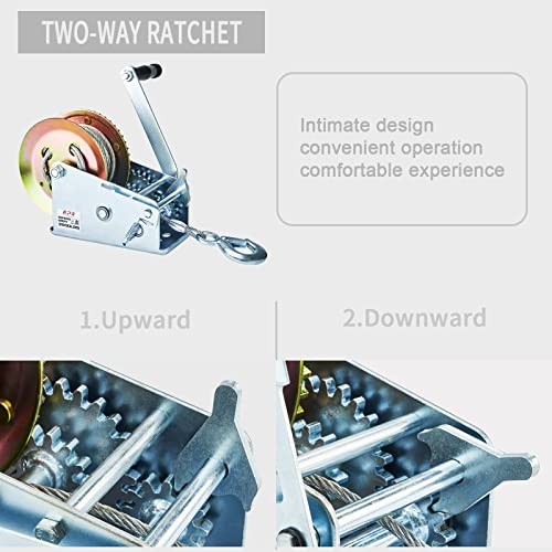 Openroad 3500Lbs Capacity Heavy Duty Hand Winch, With 10M(32Ft) Steel Cable Crank And 2 Speed Switchable，For Boat Trailer Towing Winch #TOP3