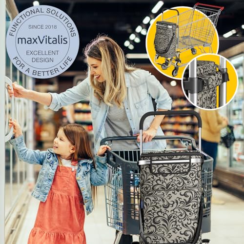 maxVitalis Einkaufstrolley Treppensteiger mit Kühlfach, Einkaufsroller klappbar, Shopping Trolley höhenverstellbar, Reflektoren, abnehmbare Tasche 43 L, Hackenporsche (Treppensteiger-Trolley, Taupe) – Bild 5