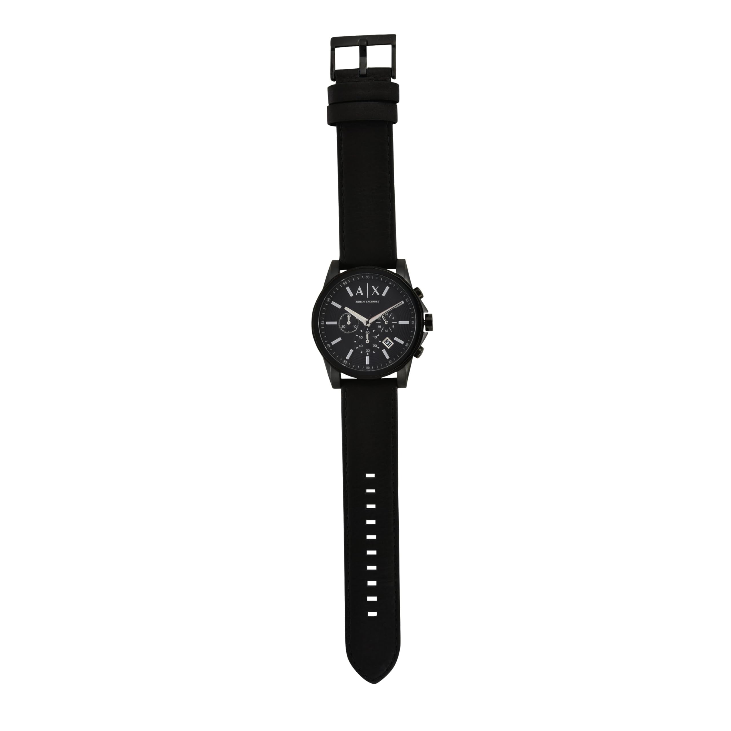 Armani Exchange Reloj Hombre, Movimiento Cronógrafo Cuarzo y Caja 45mm con Pulsera Piel