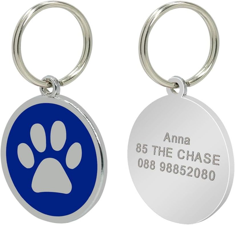 SOCHII Wholesale 80pcs/lot Dog Id Tags for Cat Dog Personalized Pet Puppy Cat Tag Customized Collar Pendant Accessories 8 Colors Blue Free Size