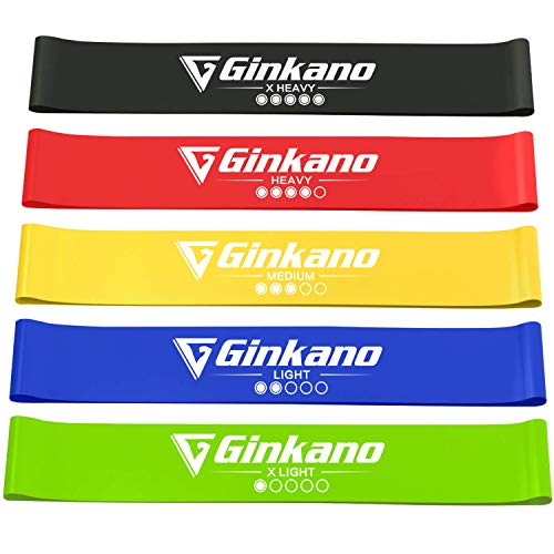Haquno Bande Élastique Fitness, [Lot de 5] Bande de Résistance Élastique 5 Niveaux de Force, Latex Naturel Équipement d'Exercices pour Musculation/Pilates/Yoga - Boîte de Rangement Incluse Cover