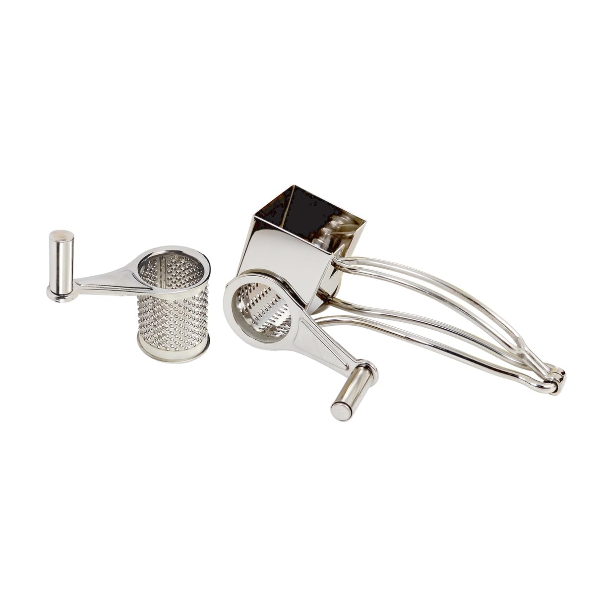 LA BONNE GRAINE – Moulin Râpe à Fromage Manuel en Inox – 2 Tambours Gruyères et Parmesan Inclus – Qualité Professionnelle - Passe au Lave-Vaisselle – Résistant et Efficace – 25 x 11,5 x 10,5 cm